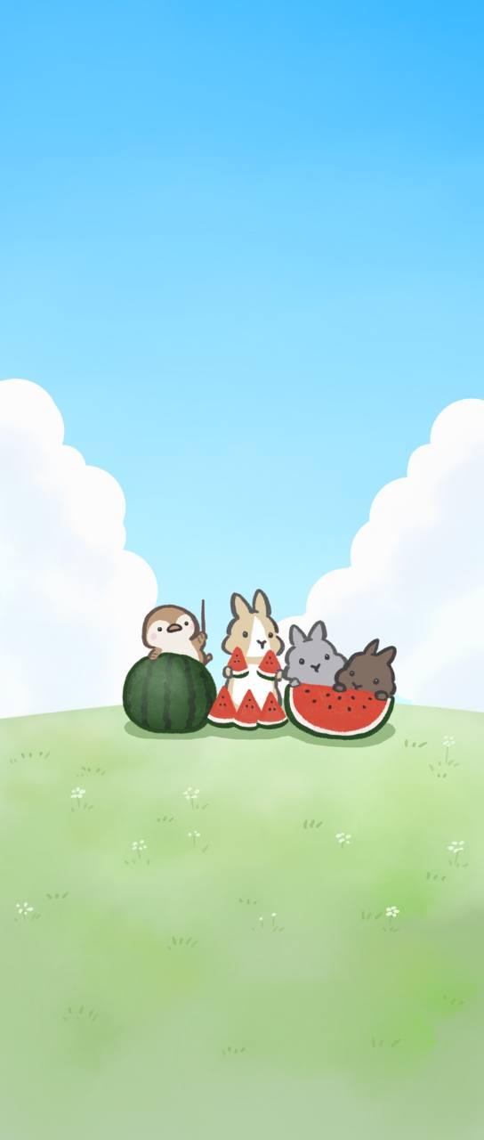 草原で過ごすおチュンとうさぎたち